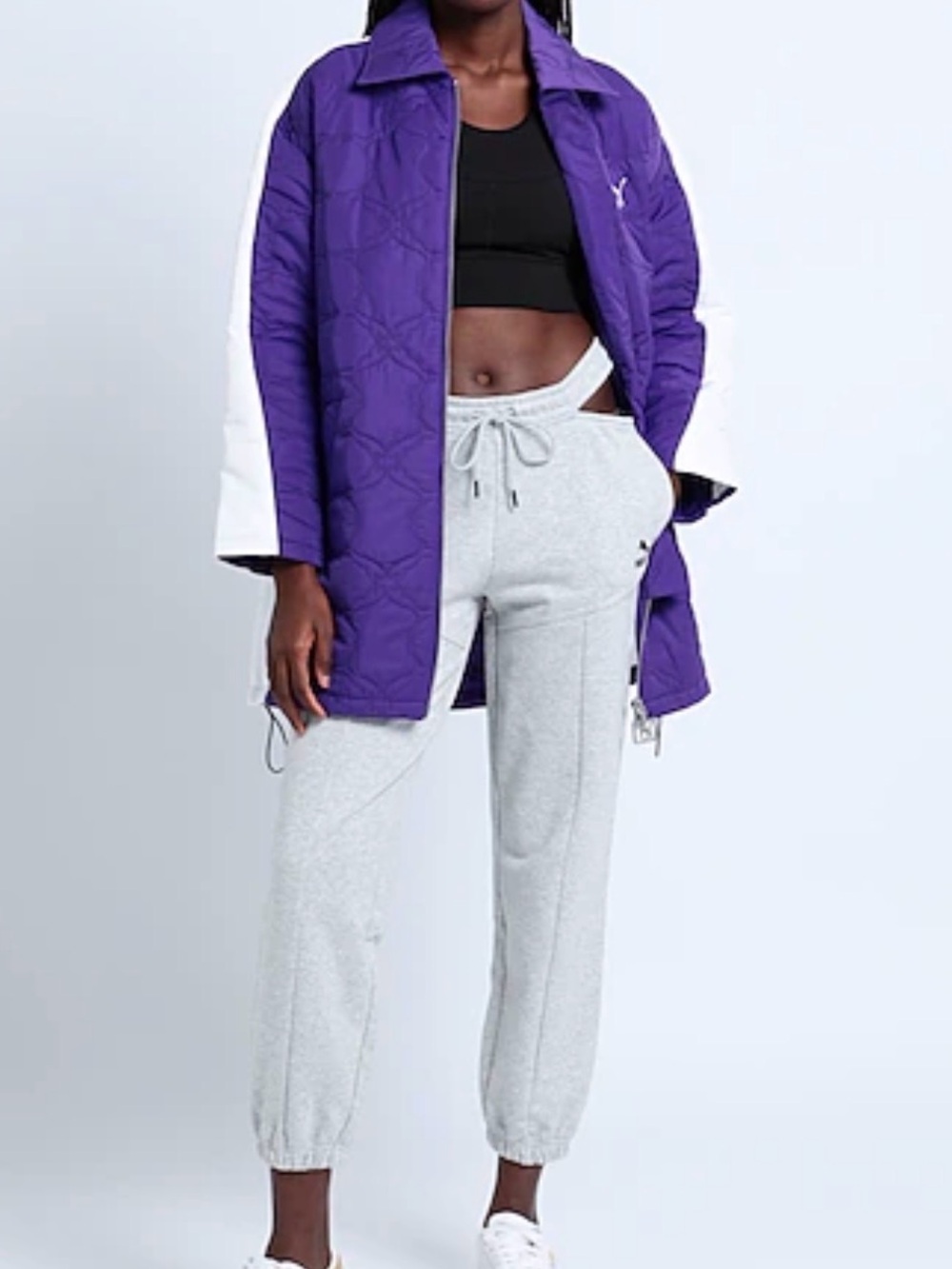 NWT PUMA Luxe Sport T7 AOP Oversized Quilted Liner Jacket Purple White small S/L